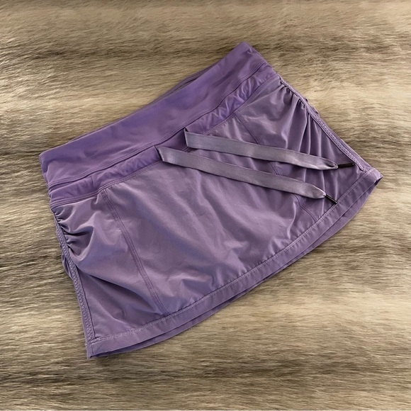LULULEMON Rouched Lavender Tennis Skirt 4 Skort Drawstrings Purple 4 Way Stretch - Picture 1 of 10